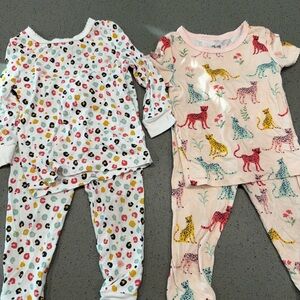 Little Me Bamboo Pajama Set - White and Pink Animal Print